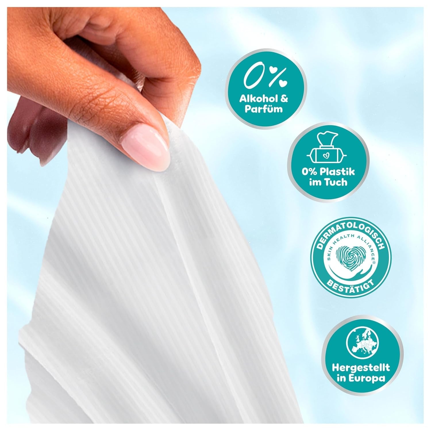 Pampers 99% vand babyservietter, 12 pakker med 60 servietter hver = 720 babyservietter, let lotion 99% vand
