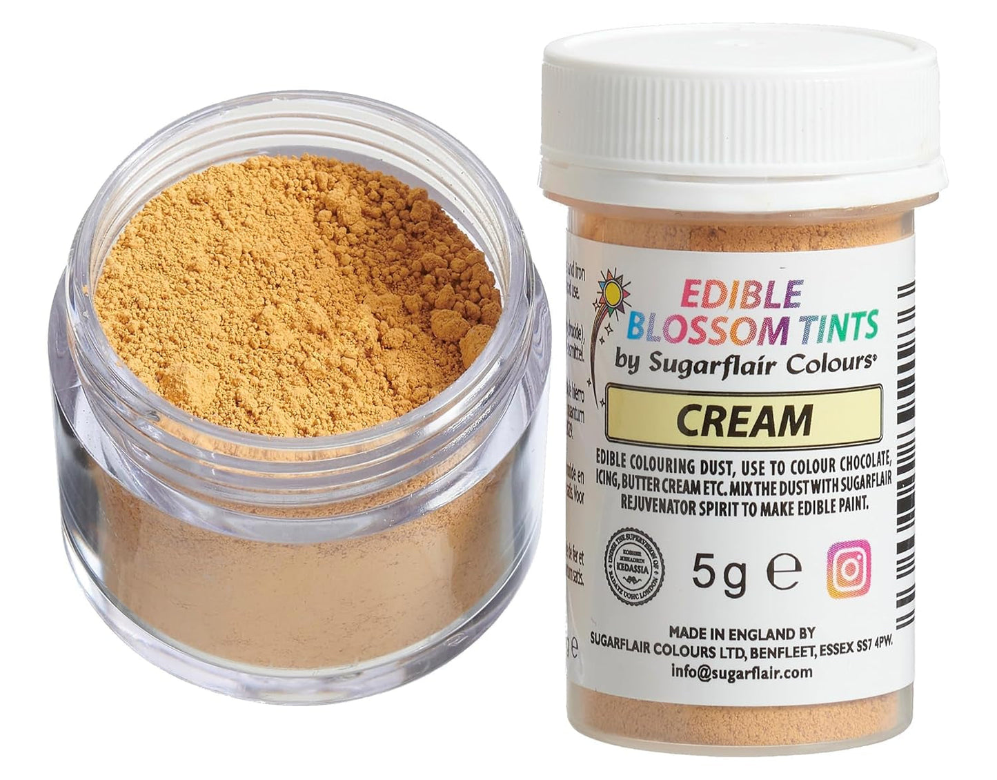Sugarflair Blossom Tint Dust Cream Fødevarefarvepulver - Madfarvepulver til kagedekoration, sukkerpasta, fondant, glasur, chokolade, smørcreme, macarons og mere - 5G