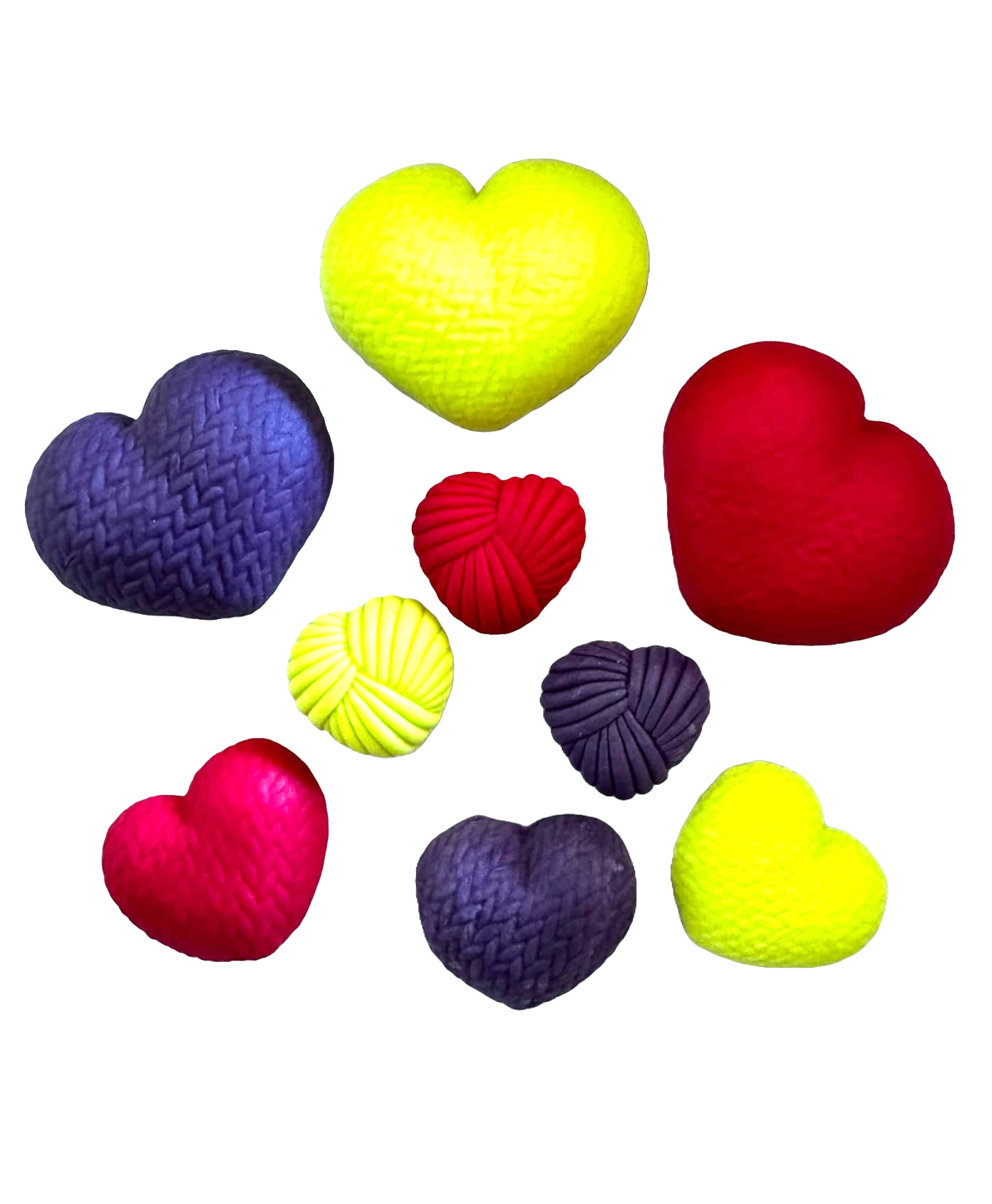 Sæt med 9 spiselige sukkerpynt, hæklede hjerter Sugar Paste Decorations Naty Shop