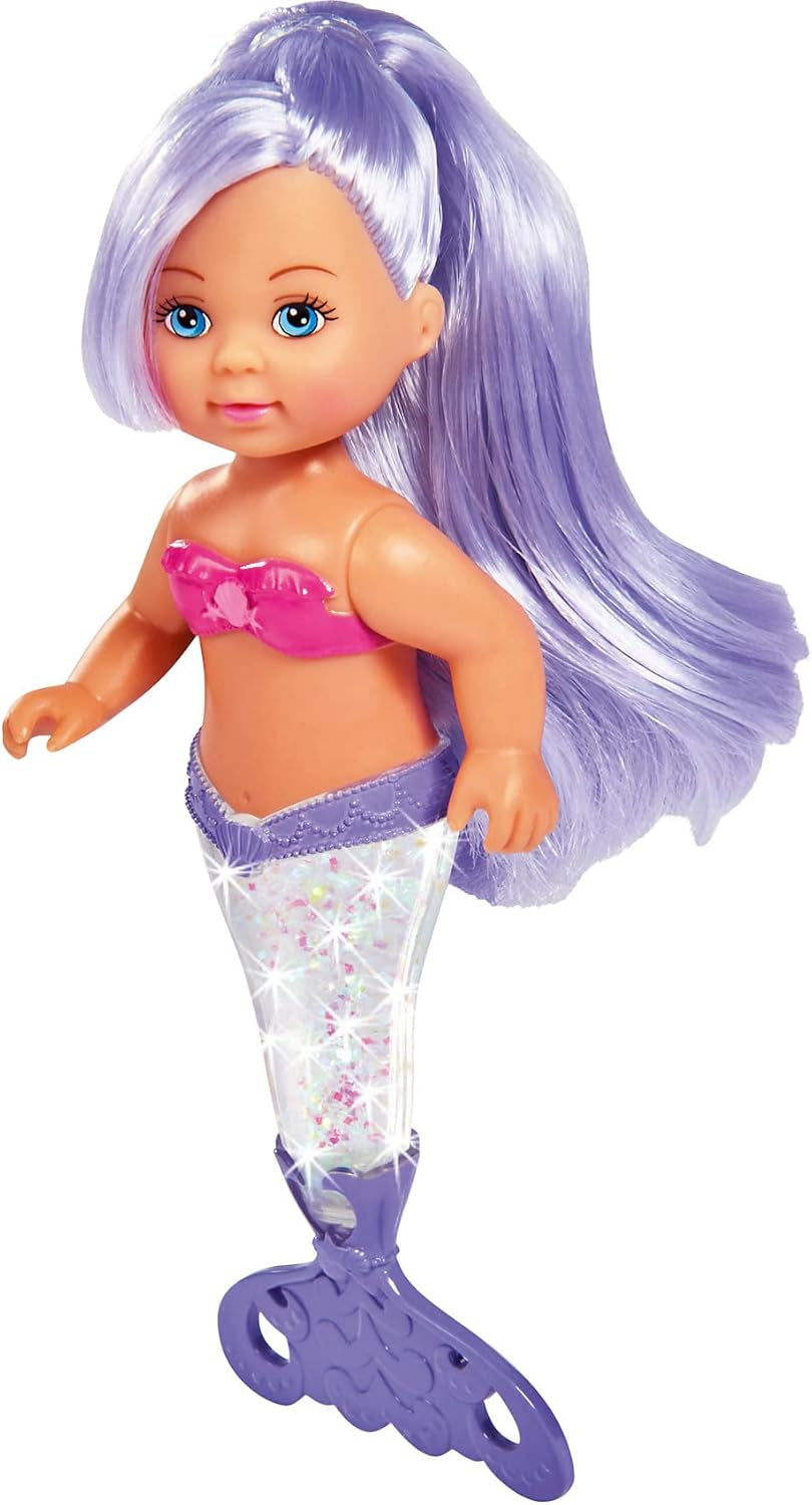 Simba 105733482 - Evi Love Glitter Mermaid, havfruedukke med en halefinne, der lyser, når den rystes. Der leveres kun EN vare.