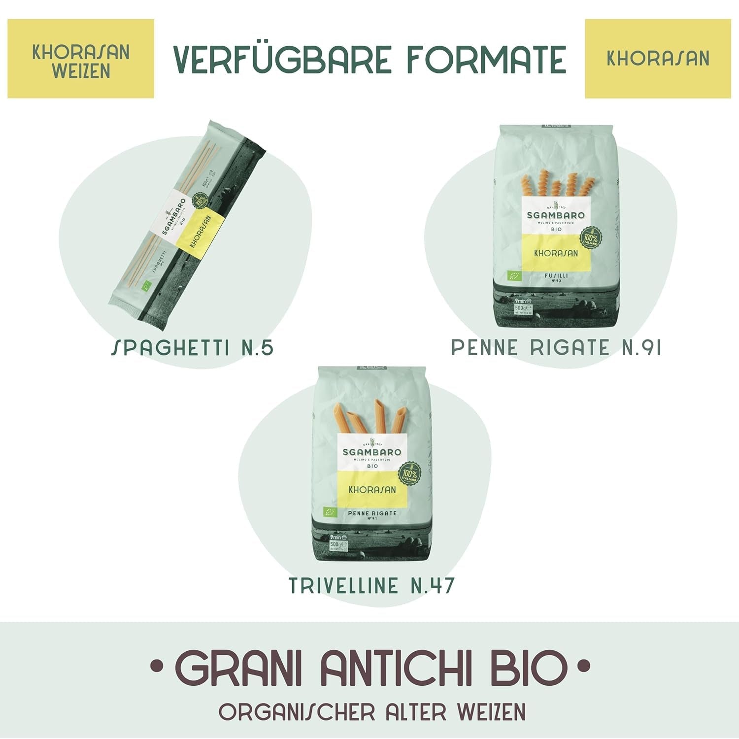 Økologisk Fusilli Pasta nr. 93 - 500g Khorasan hvede - Oldtidens hvede, høj i protein, 100% dyrket i Italien - Alsidig i køkkenet og rig på næringsstoffer