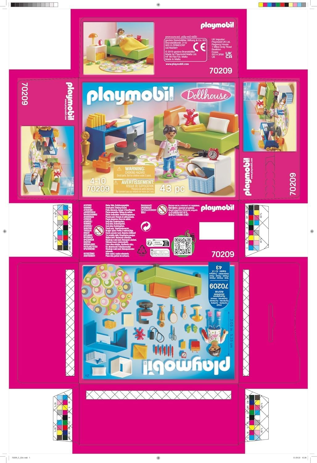 PLAYMOBIL Dukkehus 70209 Ungdomsværelse med pigefigur og tilbehør, alderen 4+