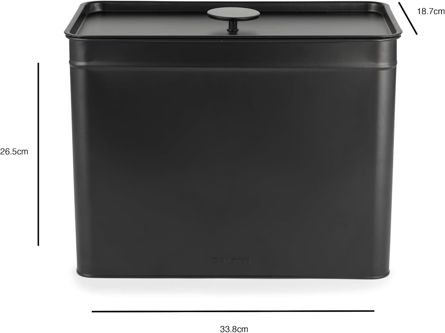 Salter BW12614EU7 Kuro Opbevaringsboks Sæt - 4 køkkenbeholdere Brød/te/kaffe/sukker Firkantede organiseringsæsker Let at rengøre Hold mad frisk Sort madopbevaringsbokse Naty Shop