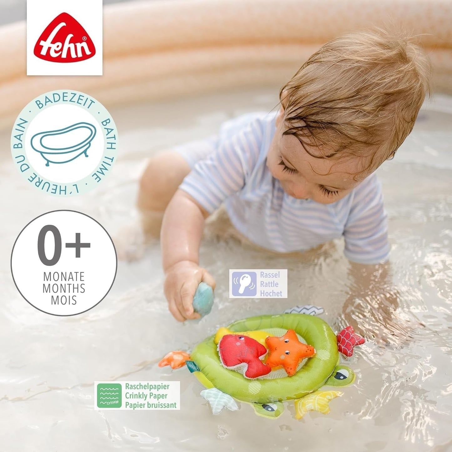 Fehn frø-badenet - Babybadelegetøj til badekar - Flydende vandlegetøj til glædelig badesjov - Badelegetøj til babyer og småbørn fra 0+ måneder Babylegetøj Naty Shop
