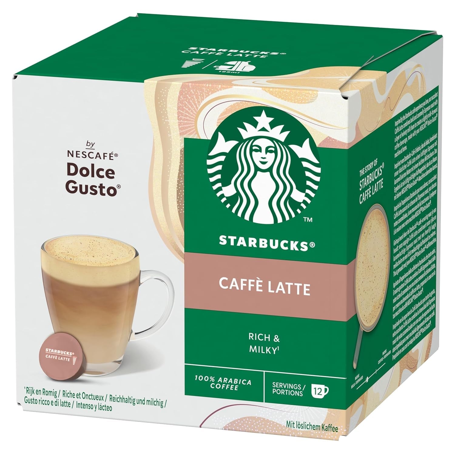 STARBUCKS Caffè Latte af Nescafé Dolce Gusto Kaffeekapseln 6 x 12 (72 Kapseln)