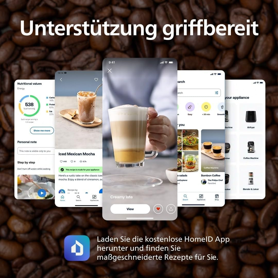 PHILIPS automatisk espressomaskine 2200-serien - 2 kaffespecialiteter, touch-display, klassisk mælkeskummer, keramisk kværn, matsort (EP2220/10)