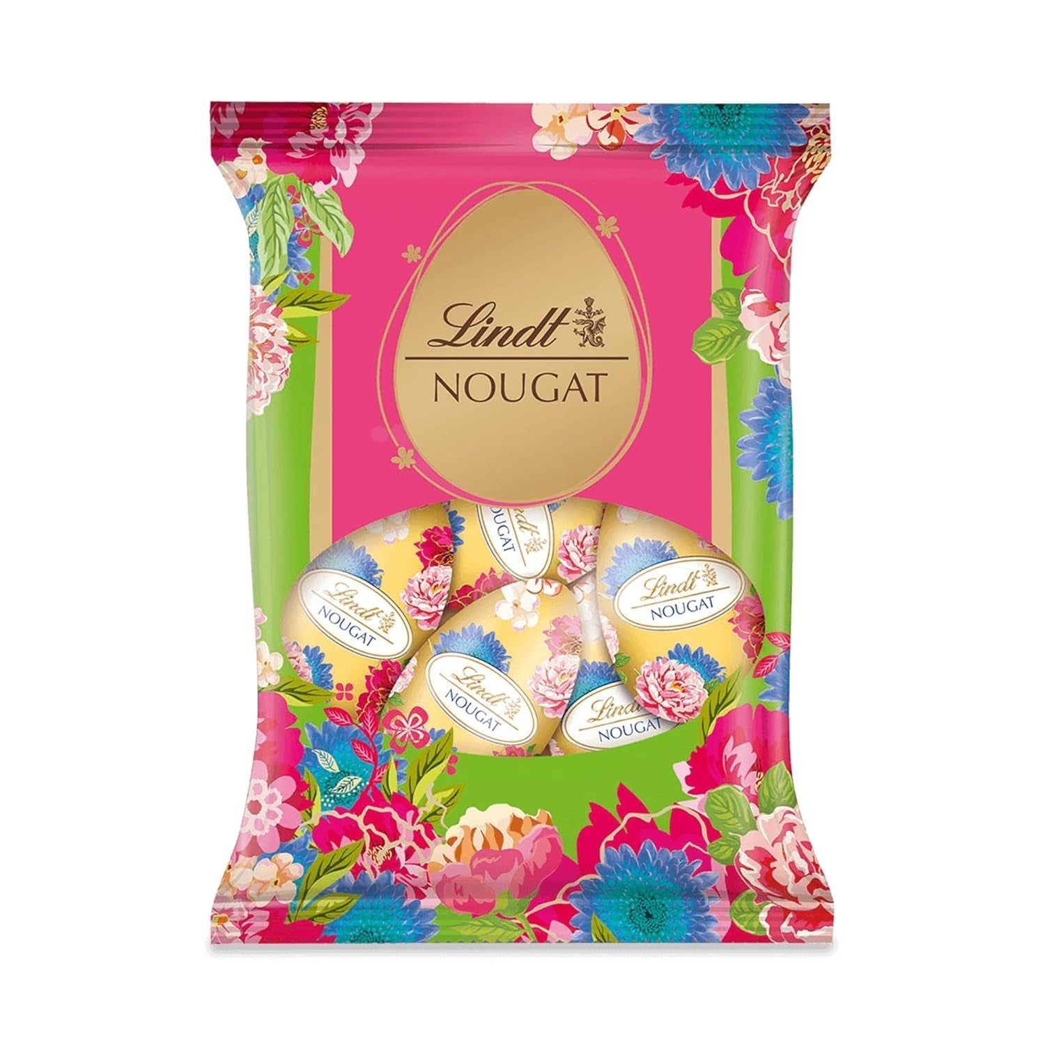 Æg Lindt Nougat Edition Blomst 90g | Hasselnøddenougat i fin mælkechokolade | Forårsdesign påskeæg | Påskechokolade | Chokoladeæg | Gave af chokolade | Gaveidé