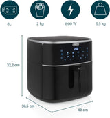 Princess Digital Hot Air Fryer - Variabel skålkapacitet - 8 liter maksimum - 6 forudindstillede programmer Hvidevarer Naty Shop