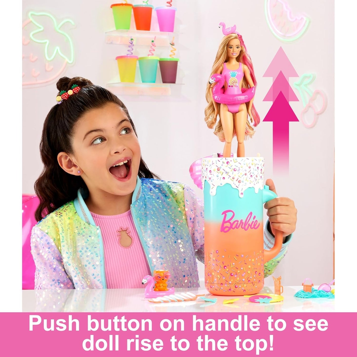 BARBIE Pop Reveal Rise & Surprise Gavesæt - 15+ overraskelser inklusive 1 Barbie-dukke, strandtilbehør til legende og frugtig sjov for børn fra 3 år og opefter, HRK57