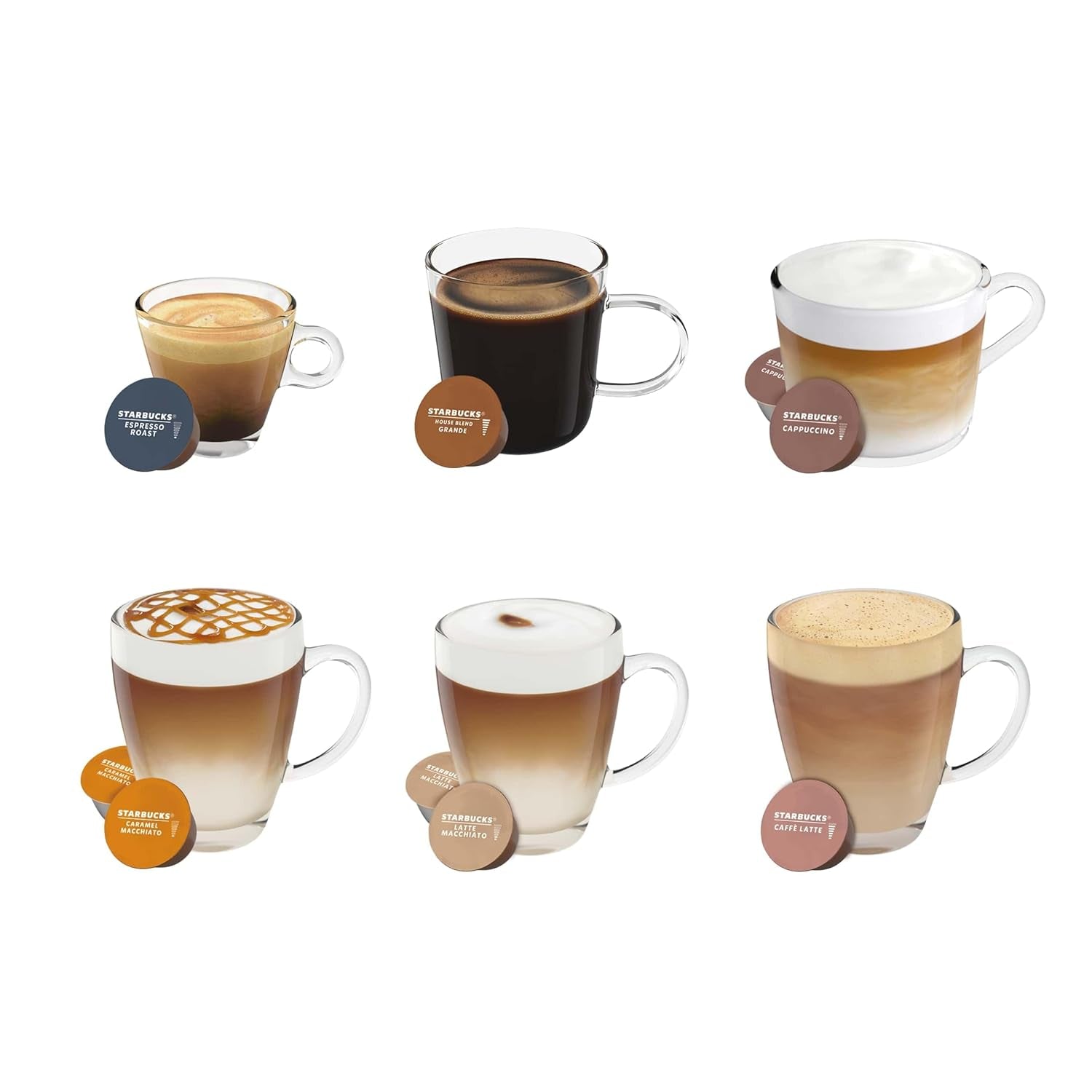 STARBUCKS Probierset, Mixed Cup Variety Pack af Nescafé Dolce Gusto Kaffeekapseln 6 x 12 (72 Kapseln) - Exklusiv bei Amazon