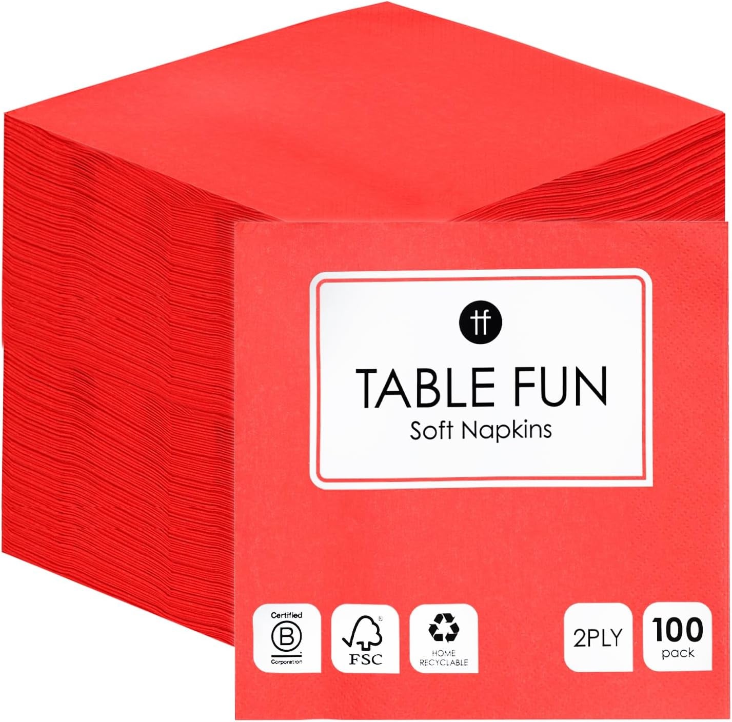 Table Kind 100 hvide bløde servietter i løs vægt, højkvalitetsservietter til fest, catering og daglig brug, FSC, bæredygtige og genanvendelige, fremstillet i EU | 2-lags | 33 cm