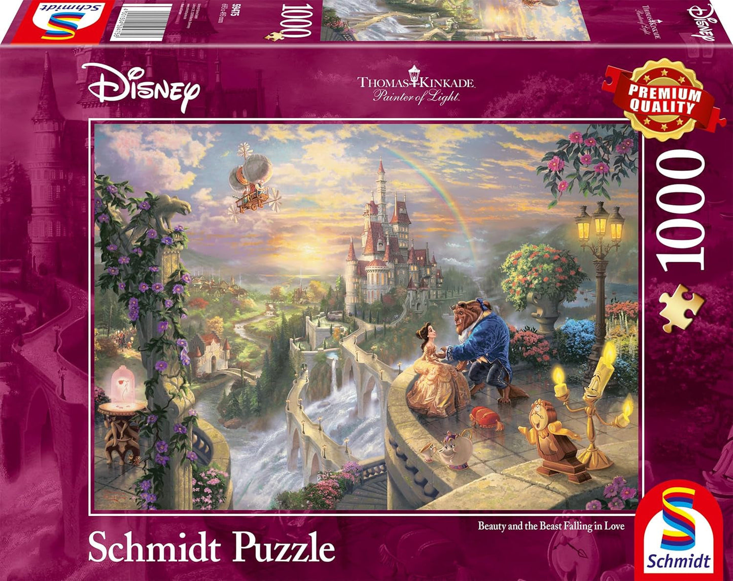 Schmidt Spiele Puslespil 59475 - Thomas Kinkade, Disney's Beauty and the Beast, 1.000 brikker puslespil [Amazon Exclusive] Puslespil Naty Shop Standardtitel