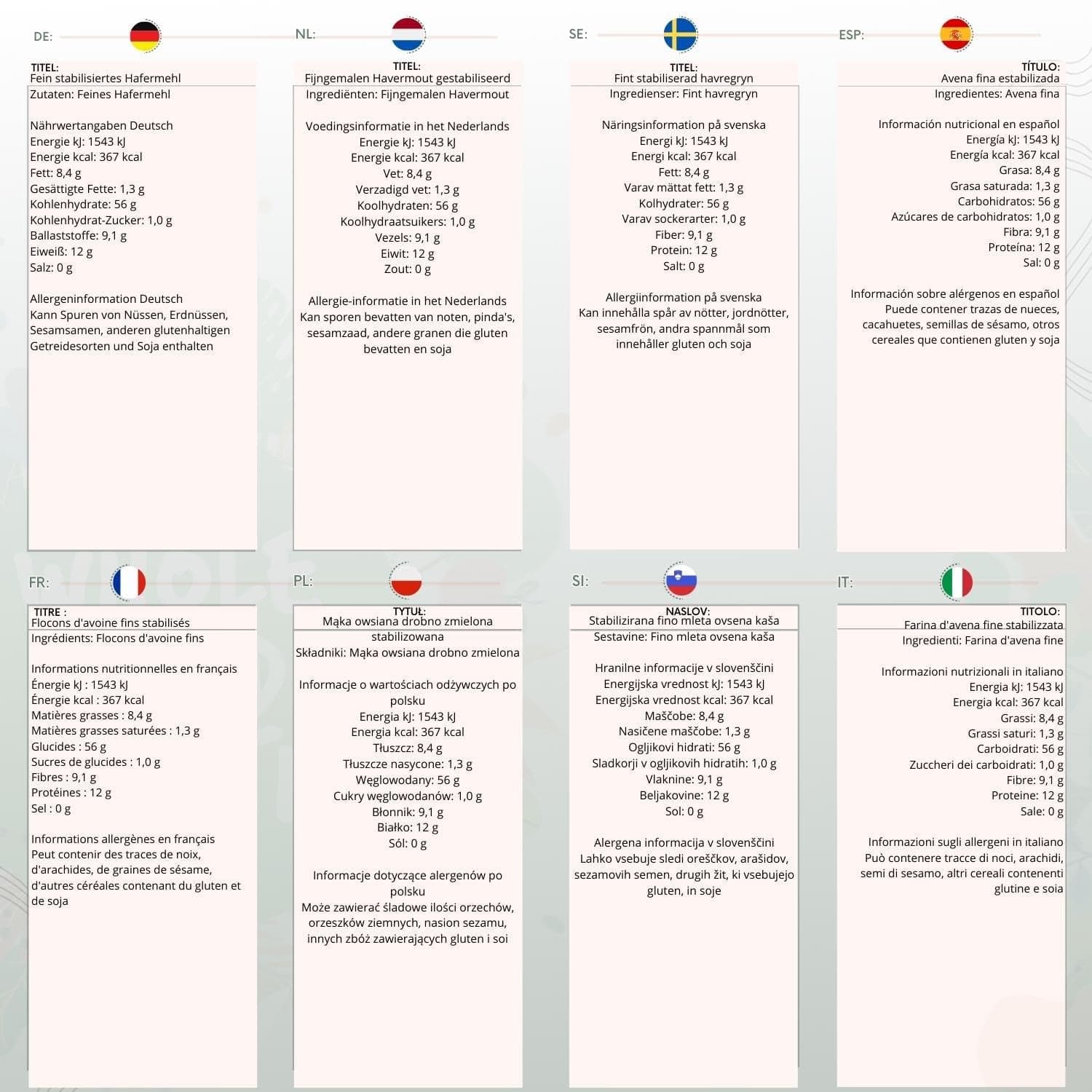 Havregryn Fin - Ingen GMO - Vegansk - Ingen mælk - Ingen tilsat sukker 1 kg Naty Shop Cereals