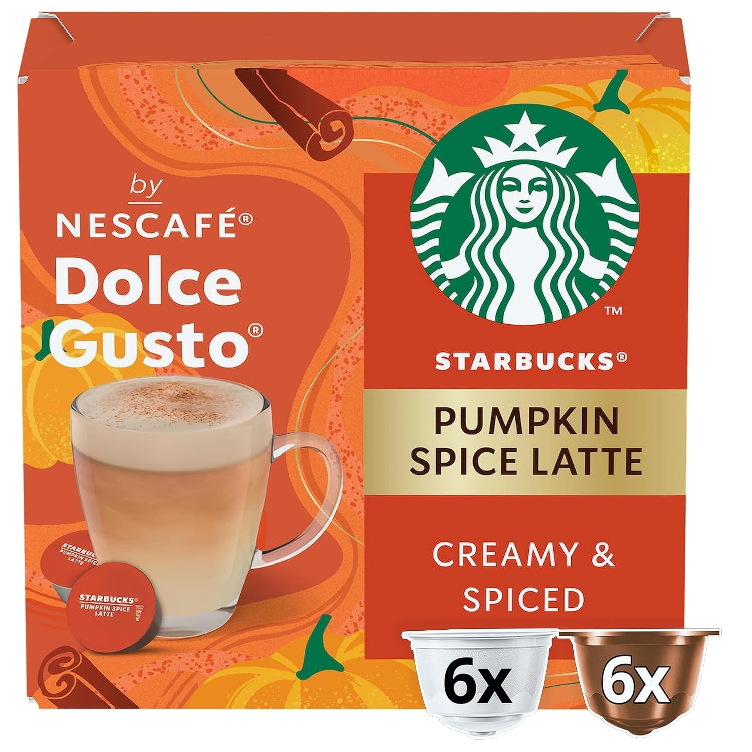 STARBUCKS Pumpkin Spice Latte af Nescafé Dolce Gusto, Dunkle Röstung, Kaffeekapseln 6 x 12 (72 Kapseln)