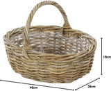 Dehner rattan blomsterkurv med hank, ca. 46 x 39 x 18 cm, rattan stof, grå/brun