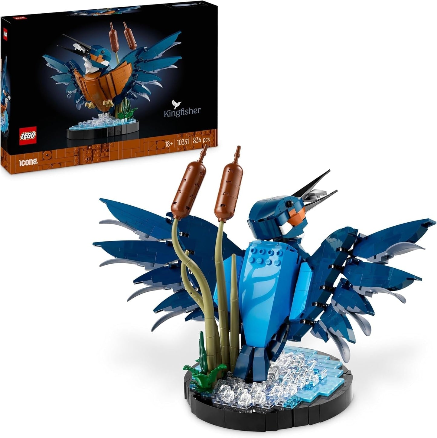 LEGO Icons Kingfisher Modelbyggesæt til voksne, Fuglefigur til stue eller kontor, Dekorationer til hjemmet og kontoret, Gave til fugleelskere og ornitologer, Kvinder og Mænd 10331 Byggesæt Besuche den LEGO-Store Single