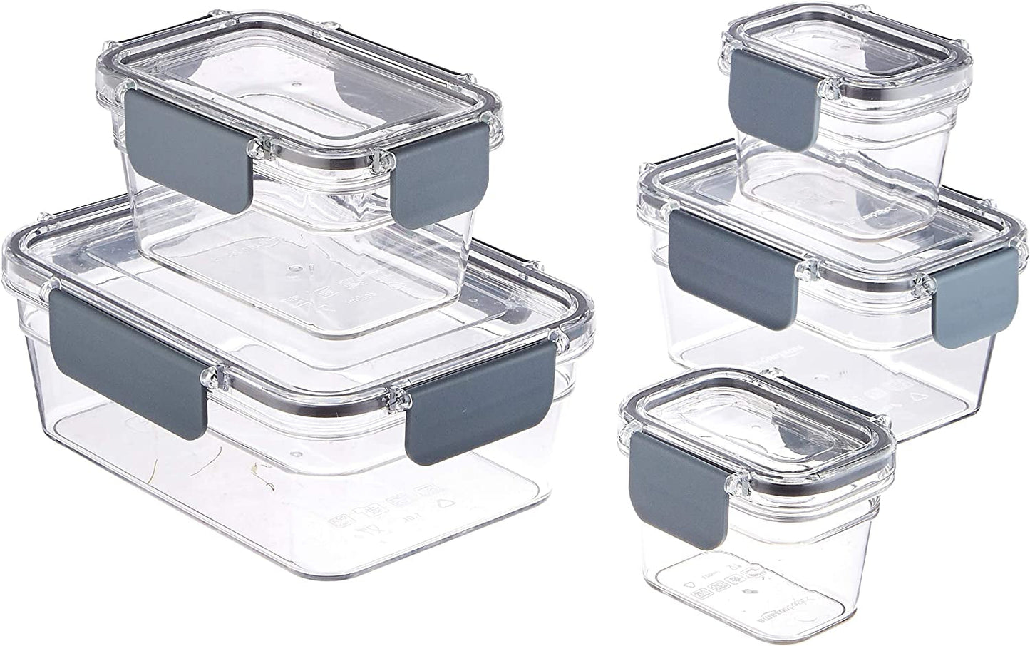 Amazon Basics Tritan holder-friske dåse med lukning, 11-pak, (11 kasser + 11 låg), gennemsigtige madopbevaringsbokse Naty Shop Pakke med 10