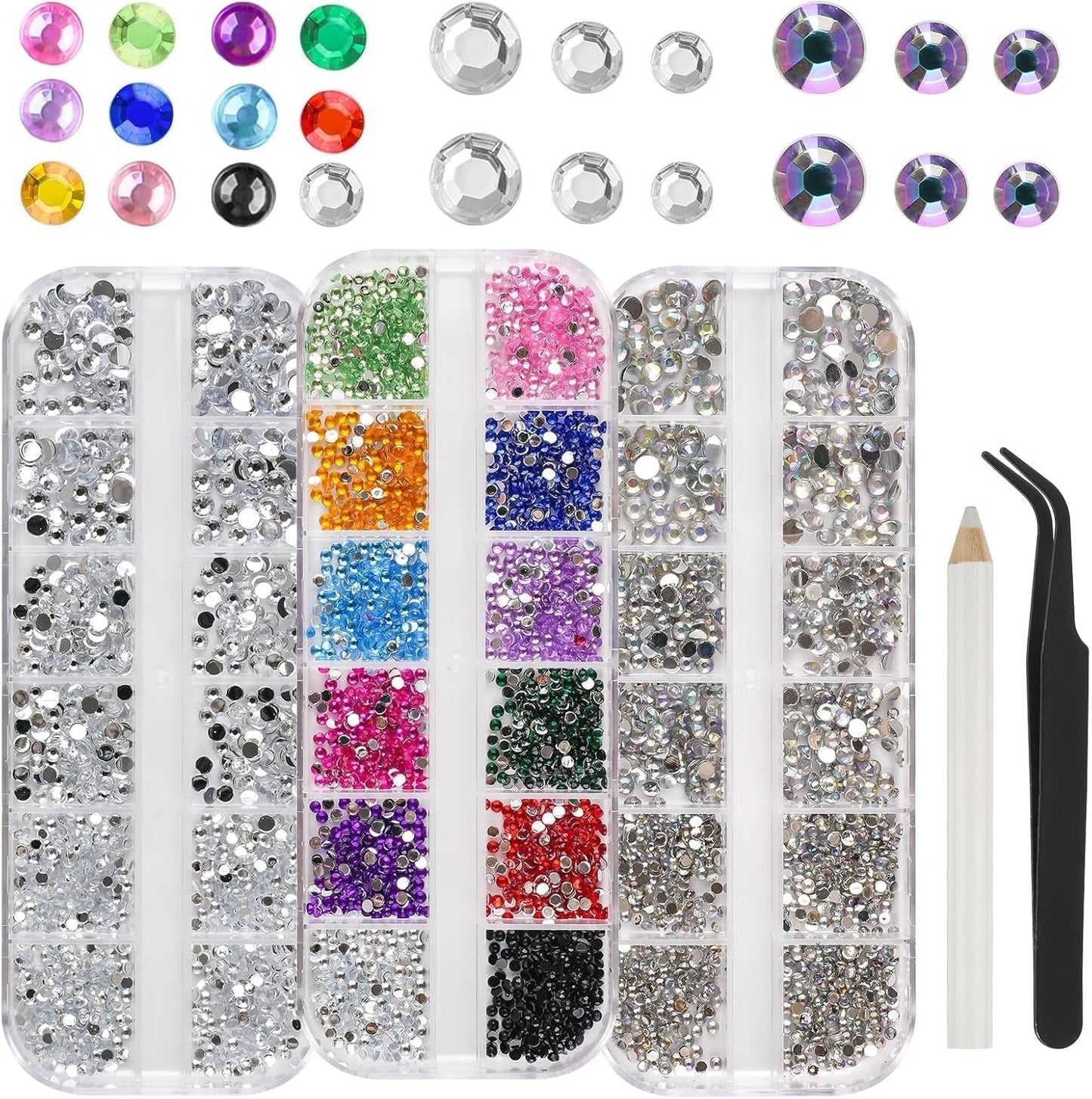 5820 Stück Strasssteine Nägel, Glitzersteine Nägel Und Halbrunde Perlen, AB Kristall Rhinestones, Flatback Nagel Steine Mit Pinzette Und Stift Für Nagel/Diy (Mehrere Größen Und Farben)