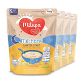 Mælkegrød Milupa Gentle Start - Kornprodukter til babyer uden gluten, uden palmeolie - Uden konserveringsmidler og farvestoffer - Fra 5 måneder - 4 x 400 g