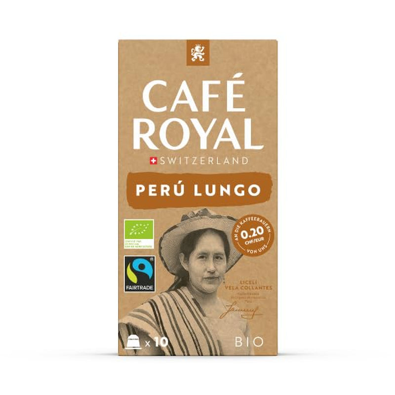 Café Royal Peru Lungo Bio – Nespresso®-kompatibel Kaffeekapseln, 100 % Arabica fra Peru, cremet, Intensität 5/12, Fairtrade, 100 Kapseln