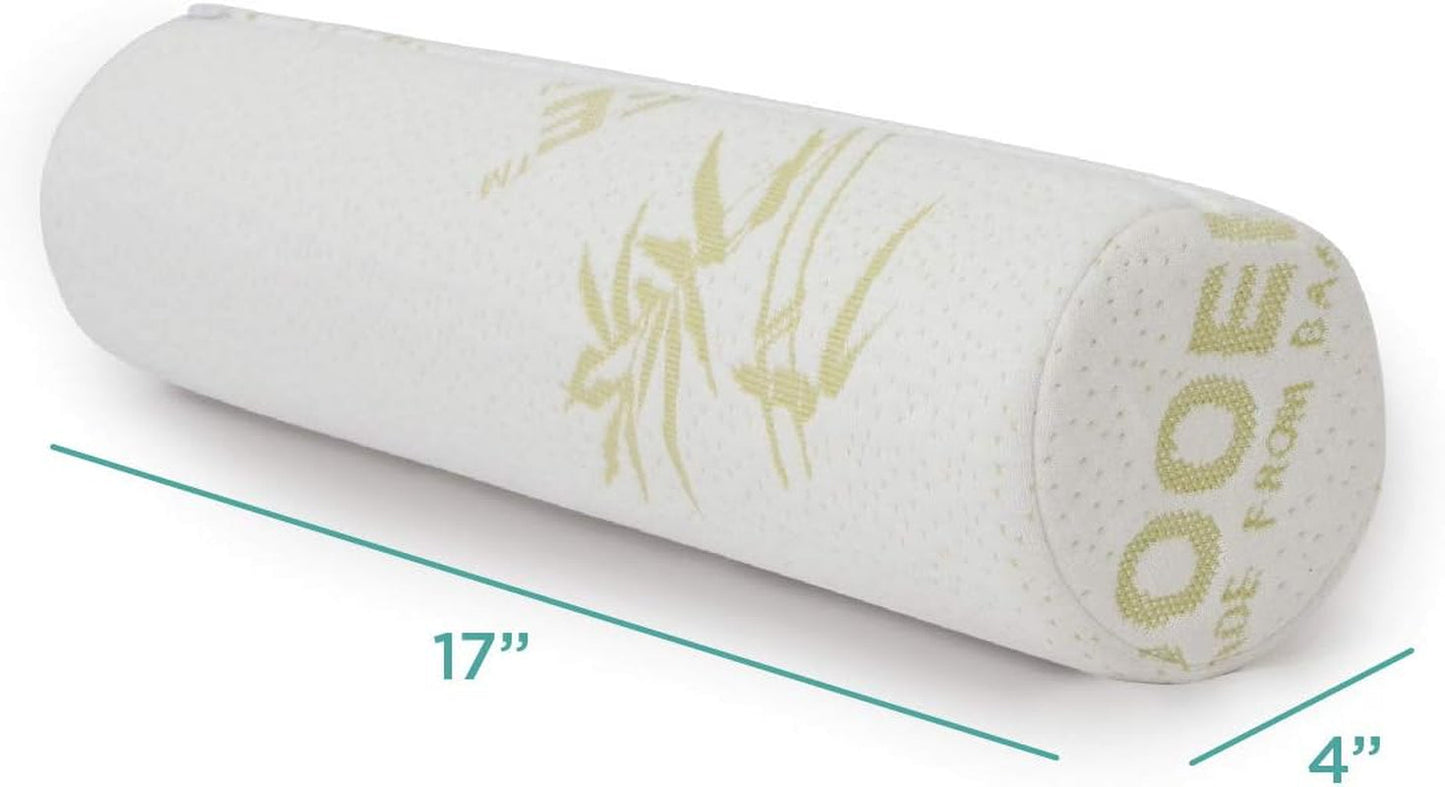 Milliard Visco Foam Neck Roll med vaskbart betræk, Oeko-Tex certificeret, medium hårdhed, 10X43 cm, perfekt til allergier, rejsepude, rund hals pude, positioneringsrulle, knæ roll cervikale ortopædiske puder Naty Shop