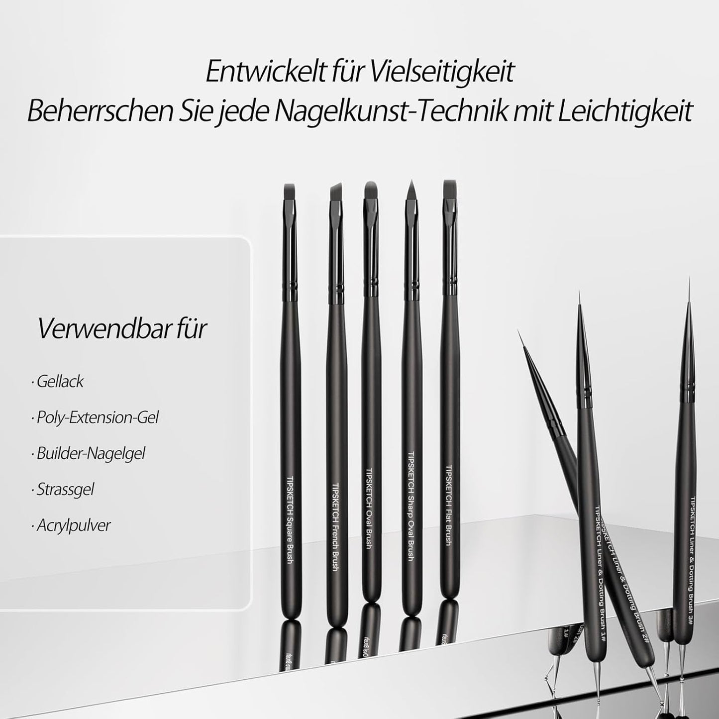 Nagel Pinsel 8 Stück Pinsel Für Gelnägel, Nageldesign Gel Pinsel Dotting Painting Line Pen Für Nagelack Gel Acryl Nagel Pinsel Nailart Kit Acryl Pinsel Fineliner Nägel Selber Machen