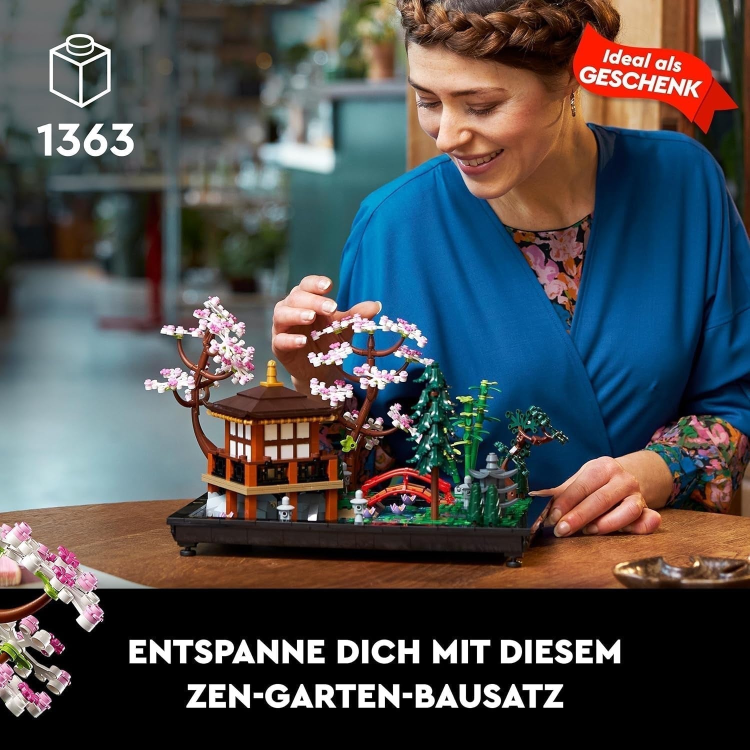 Lego Icons Garden Of Silence - Voksen Zen Botanisk Have Sæt med Lotus Blomster - Tilpasset japansk inspireret skrivebordsdekoration - Gave til kvinder og mænd 10315 Byggesæt Besuche den LEGO-Store