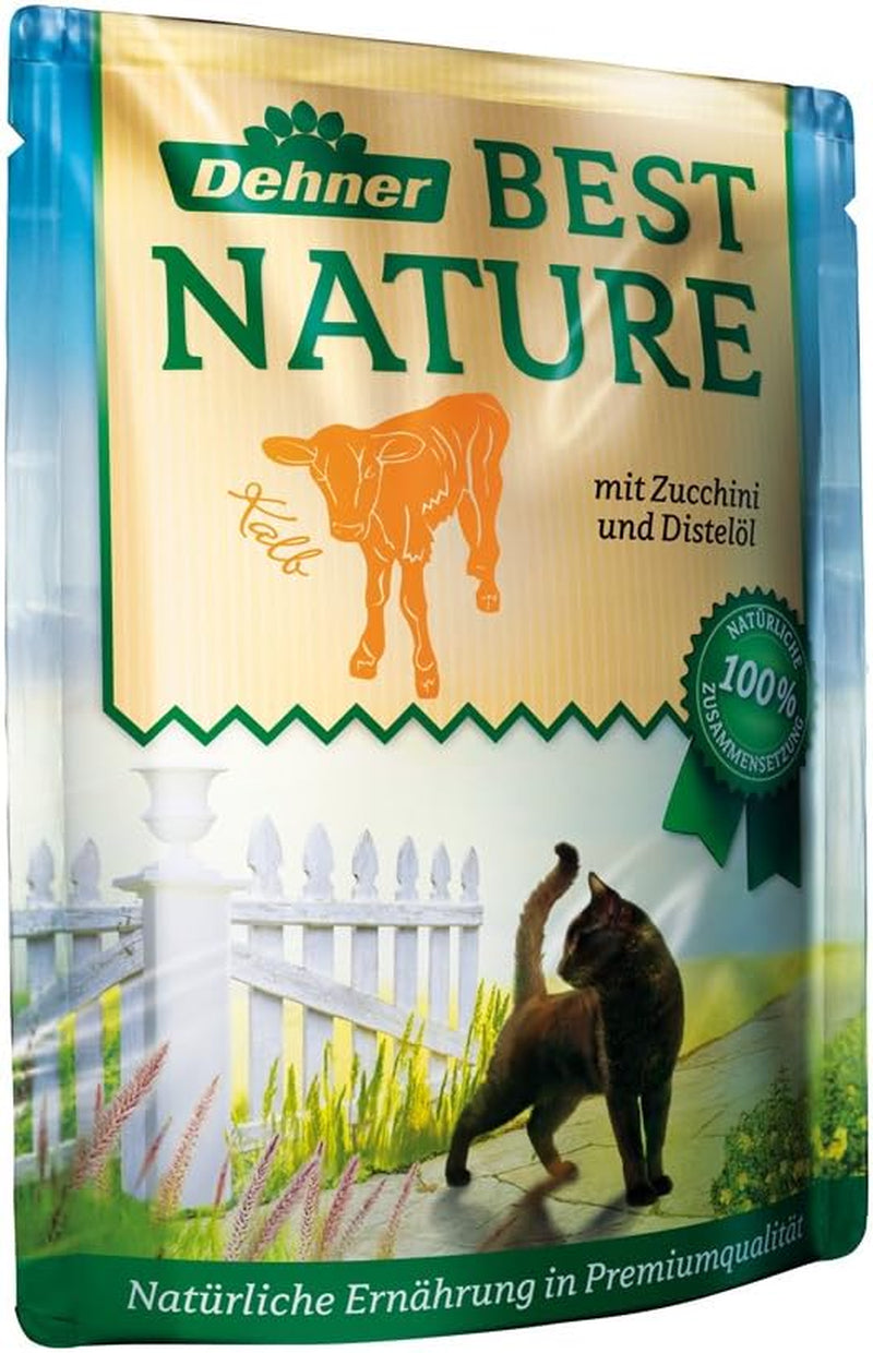 Dehner Best Nature Katzenfutter Multipack, Nassfutter, für ausgewachsene Katzen, er 2 x Kalb / Wild / Huhn / Kaninchen, 8 x 85 g taske (680 g)