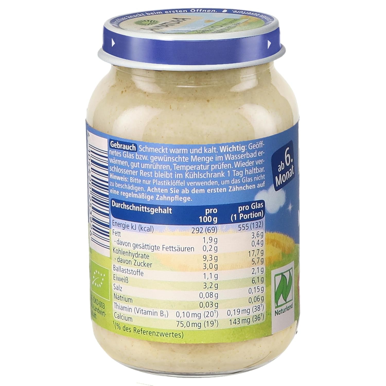 Naturland flerkornsgrød fra 6 måneder, 6 x 190 g