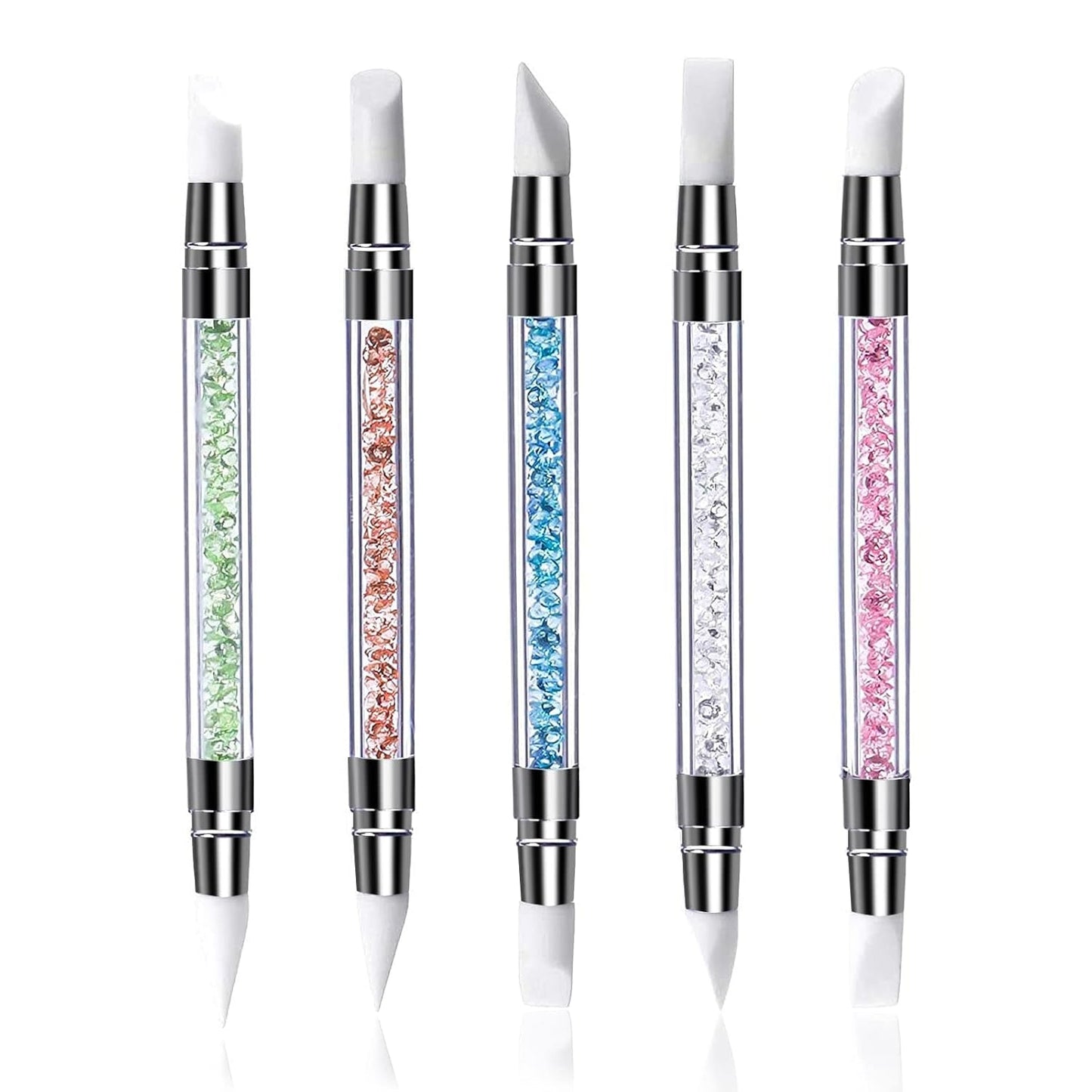 Qufiiry 5PCS Silikon Nagel Pinsel, Gel Schnitzen Pinsel, Silikon-Modellier Pinsel Sæt, Dobbelt Købfe DIY Maniküre Werkzeug