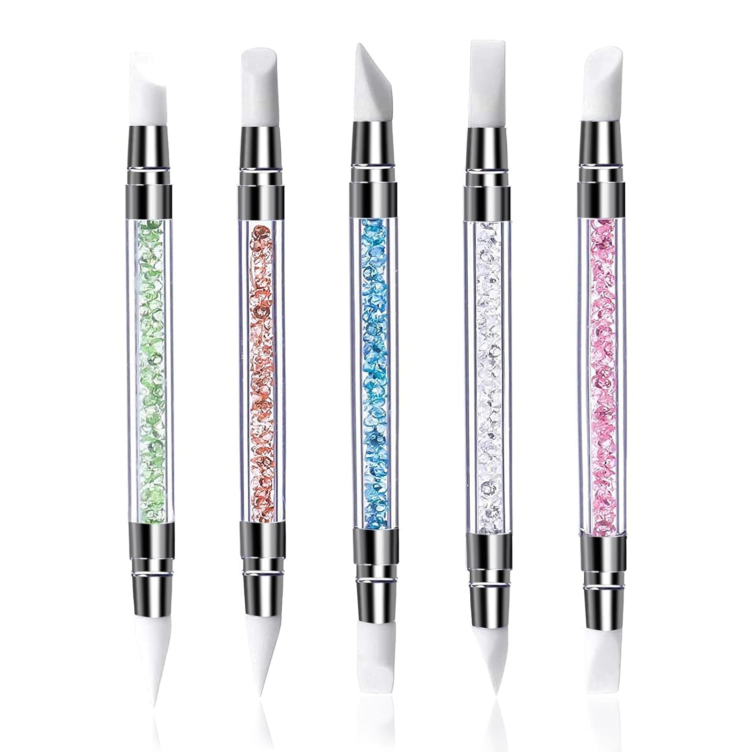Qufiiry 5PCS Silikon Nagel Pinsel, Gel Schnitzen Pinsel, Silikon-Modellier Pinsel Sæt, Dobbelt Købfe DIY Maniküre Werkzeug