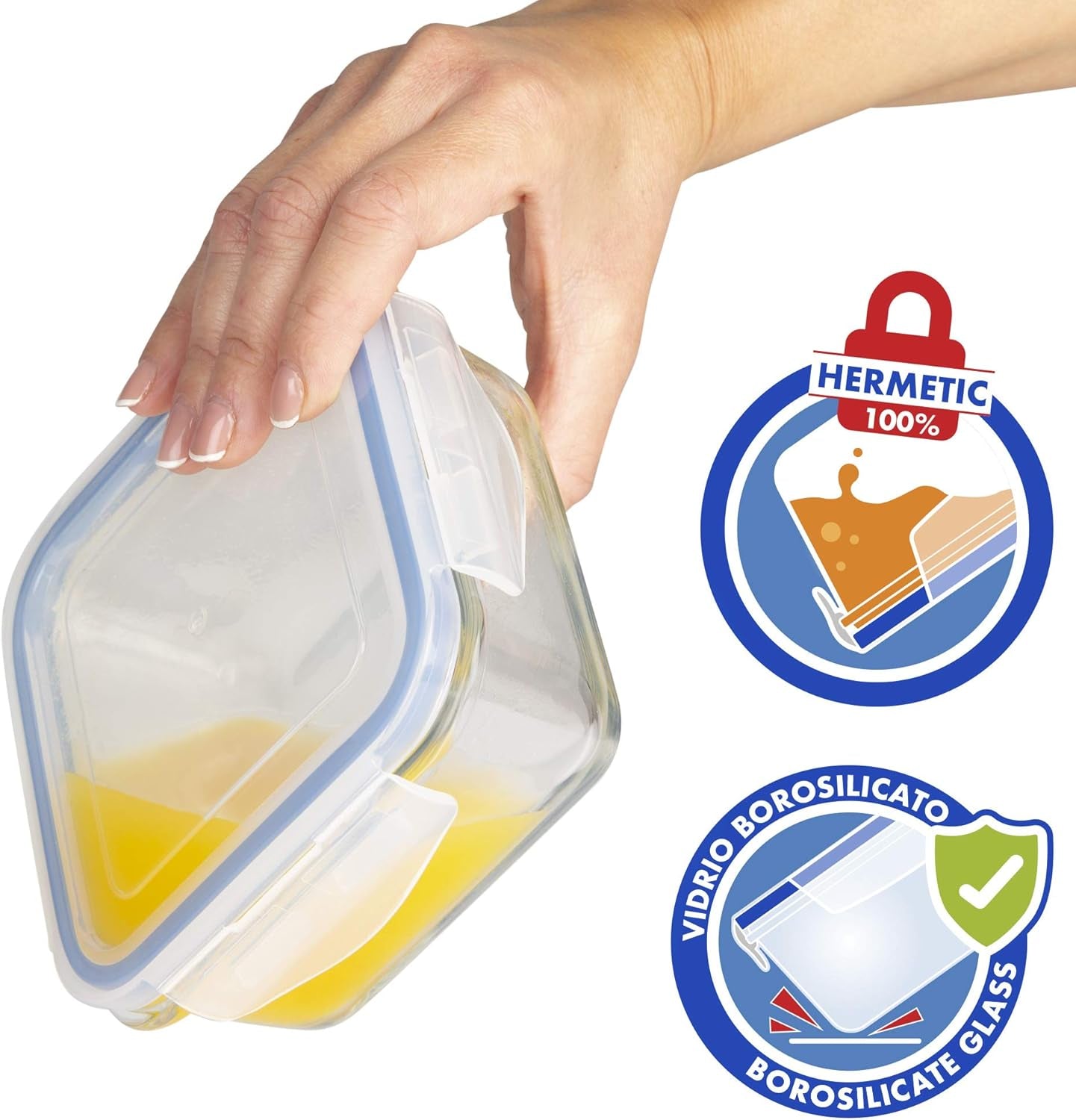 Max Home 8-pak glas lufttætte beholdere Mikroovn glas madkasse Genlukkelige madbeholdere 550 ml klare låg madbeholdere (16538) madopbevaringsbokse Naty Shop