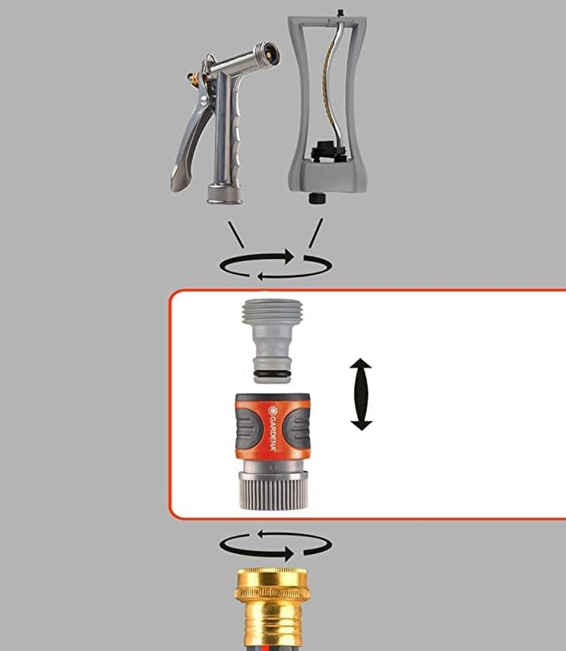 GARDENA 5-delt hurtigkoblingsslangefittings 18270-81: Hurtigkoblingssæt til haveslanger med 5/8" eller 1/2" tilslutninger: Til hurtig tilslutning af haveslanger og sprinklere