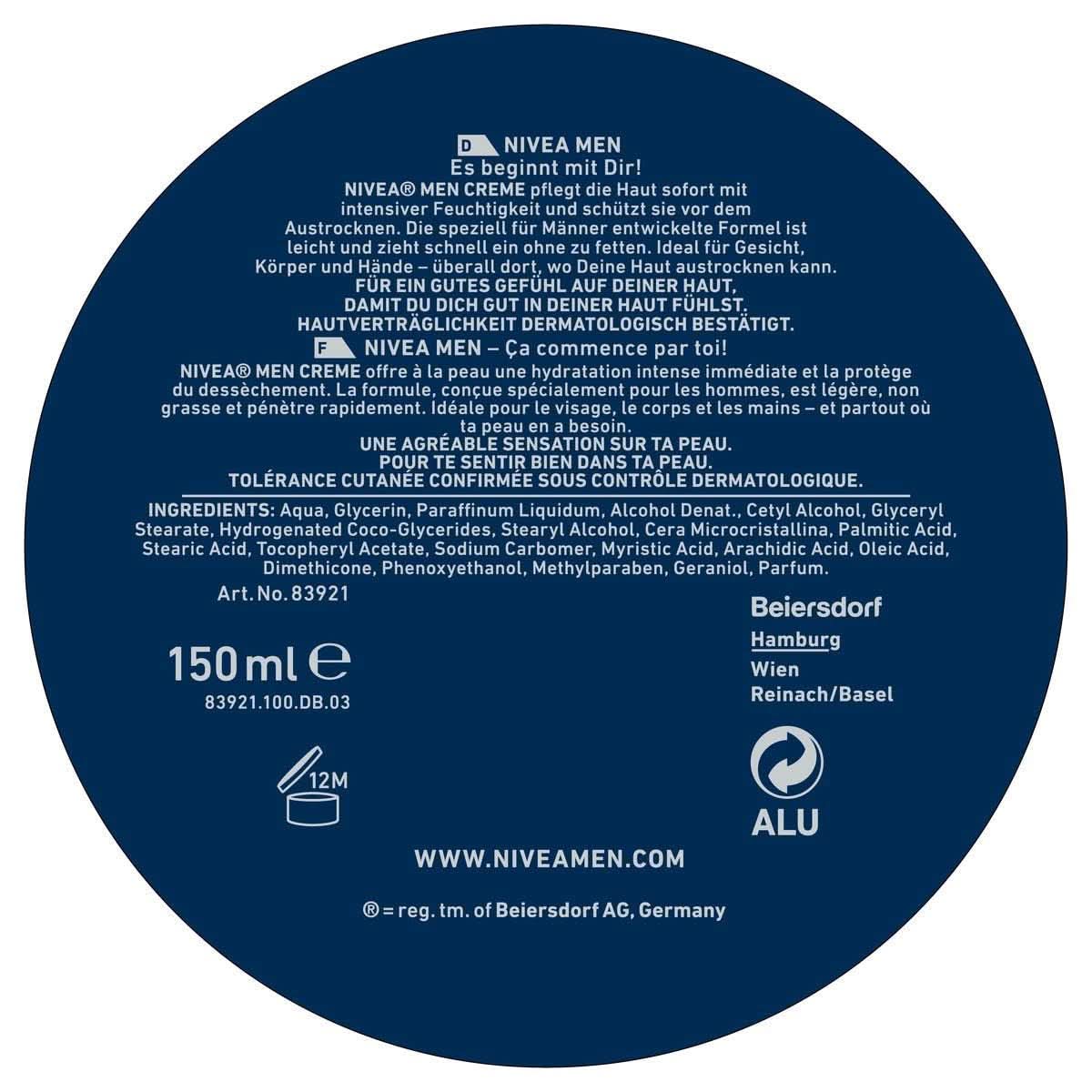 NIVEA MEN Creme, nærende hudcreme med E-vitamin, 150 ml Naty Shop