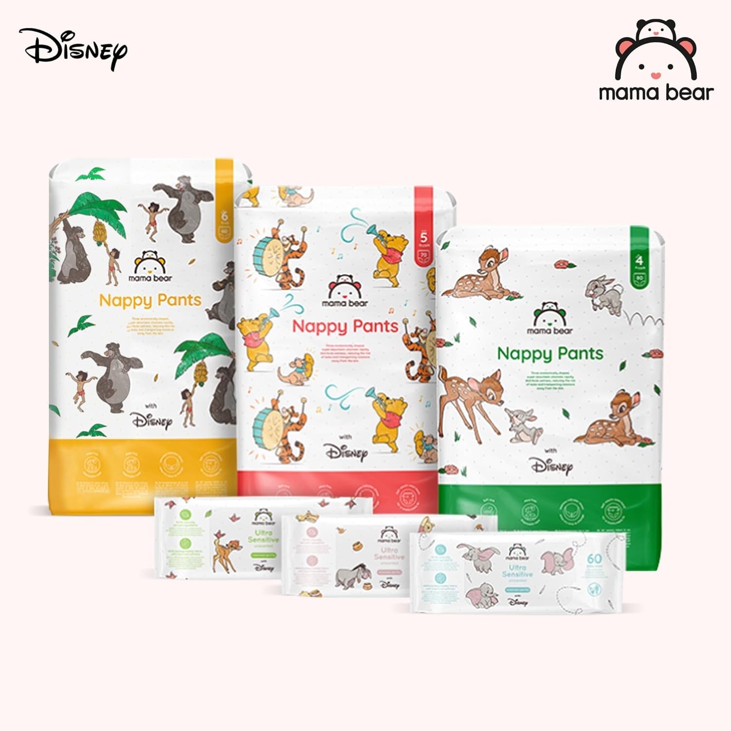 Amazon-mærke: Mama Bear Disney-bleer, størrelse 5 (12-17 kg) - Månedlig æske, hvid, 140 stykker (2 pakker af 70)