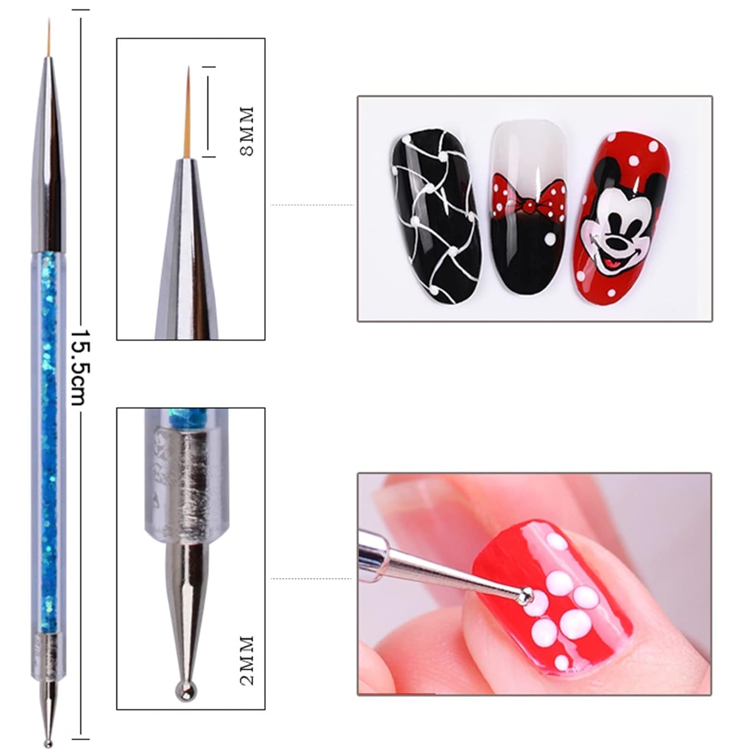 Nagel Art Fineliner Pinsel[5 Stück],Nagel Art Liner Pinsel,Professionel Detail Pinselet,Nagellack Pinsel,Für Nail Art Design Malersalon,Nageldesign Nagel Fußpflege