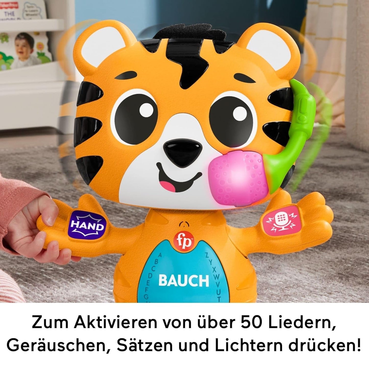 Fisher-Price Baby og Toddler Beat Bande Lern & Tanz Tiger Justin pædagogisk legetøj med lyde og lys til babyer 9 måneder og opefter, tysk udgave, HYL31 Baby Toys Naty Shop