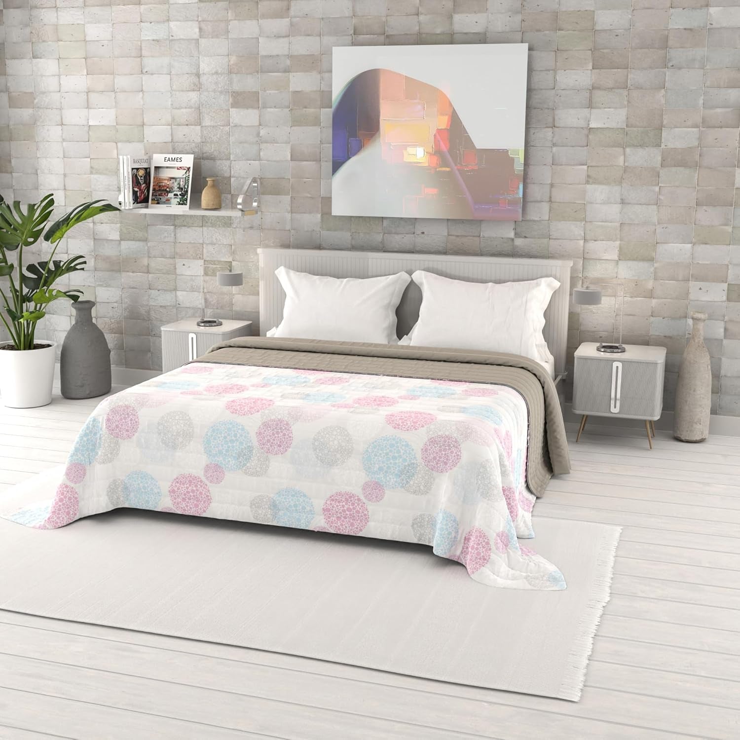 Fantasy printet sommerdyne, polyesterfyld, kronblade, 260X270Cm Dyner og dyner Naty Shop Molecule 260X270Cm