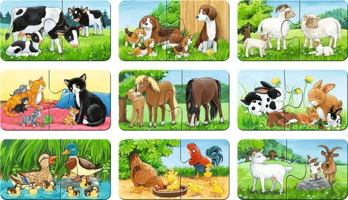 Ravensburger Puslespil til børn - 05072 Farm Animal Families - Mit første 9X2 puslespil - Puslespil for 2-årige Puslespil Naty Shop