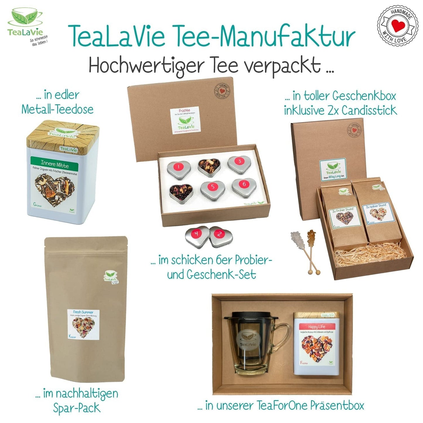 Tealavie gavesæt med 6 frugtteer (60 g) Prøvesæt gaveæske Tak gaveideer til kvindelige kolleger Mors dag 2024