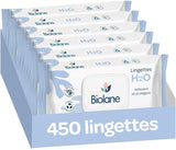 BIOLANE - Babyvådservietter med vand - 225 servietter - 3 x 75 stykker - Skånsom og effektiv rengøring - Fra fødslen - Fransk kvalitet