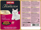 animonda vom Feinsten mit Fillets, Katzenfutter nass mit Kalb + Hühnchenfilet, 18 Portionsbeutel (18 x 85g), getreidefreies Katzen Nassfutter ohne Zucker, mit fleischigen Ingrediens