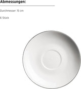 MÄSER Felise serie, elegant kaffestel til 6, tidløs, sort kant, porcelæn, hvid