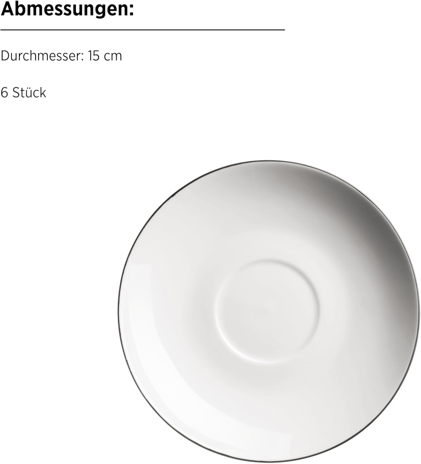 MÄSER Felise serie, elegant kaffestel til 6, tidløs, sort kant, porcelæn, hvid