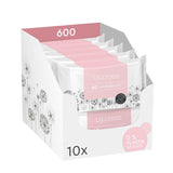 LILLYDOO grønne vådservietter, 600 count (10 x 60), 100 % plastfri rivefast serviet - Parfumefri, skånsom og naturlig, skånsom rensning til følsom hud, dermatologisk testet