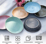 MIAMIO - Middagstallerkener, sæt med 6 (850 ml) / store og dybe pastatallerkener, tallerkensæt til 6, keramisk salatskål / Tåler opvaskemaskine og mikroovn - Las Palmitas Collection
