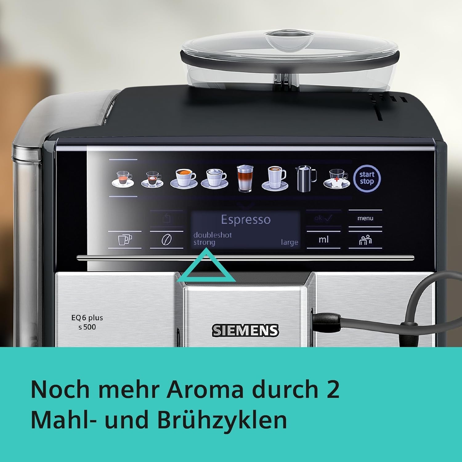 Siemens EQ.6 plus s300 automatisk espressomaskine TE653501DE, til mange kaffespecialiteter, mælkeskummer, keramisk kværn, dobbelt kaffefunktion, anti-kalk, automatisk damprensning, 1500 W, sølv