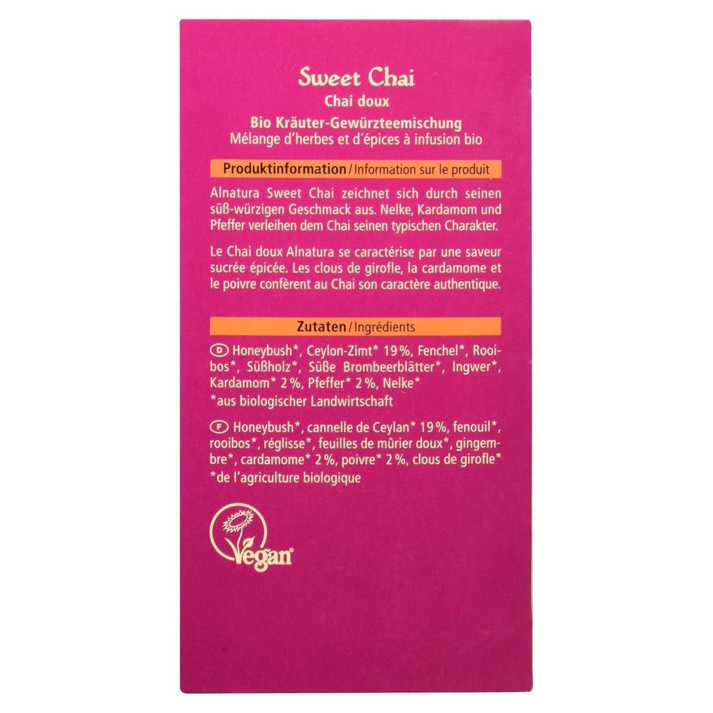Sød Chai økologisk te, 20 teposer, 40 g (pakke med 3)
