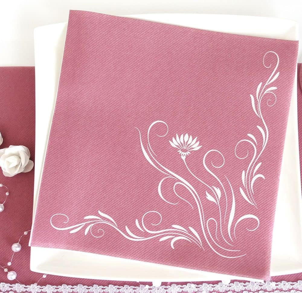 Appartina Elegantia 40X40 Cm Stoflignende Airlaid servietter, Højkvalitets Bryllupsservietter, Stoflignende Bryllupsservietter Engangsservietter til forskellige lejligheder (Dusky Pink)