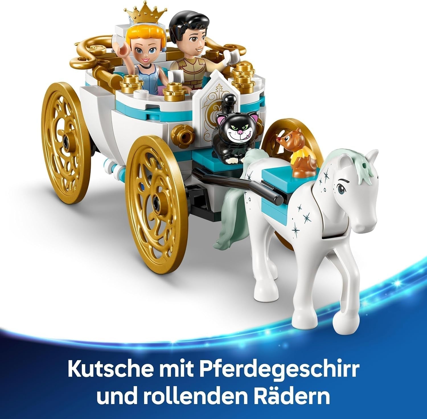 LEGO Ç€ Disney Princess Castle Askepot og Hestevogn, Sæt til piger fra 6 år og opefter, Fantastisk Legetøj med Prinsesse Askepot og Prins Charmerende Minidukker, Gaveidé til Disney Fans 43275 Byggesæt Beuche den LEGO-Store